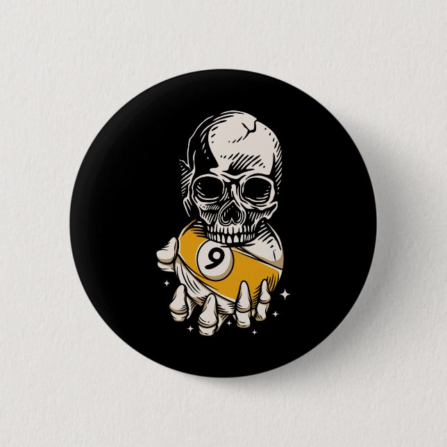 Badge Rond 5 Cm Skeleton Billard Ll Snooker Pool Billard Playe (Devant)