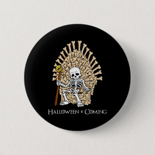 Badge Rond 5 Cm Skeleton Bones Throne Fun Halloween Garçons Filles