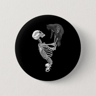 Badge Rond 5 Cm Skeleton Cat Art For Men Femme Feline Costume Hall