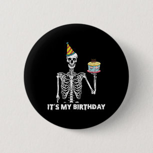 Badge Rond 5 Cm Skeleton C'est ma fête d'anniversaire Halloween Bi