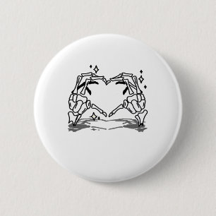 Badge Rond 5 Cm Skeleton Coeur main drôle Design