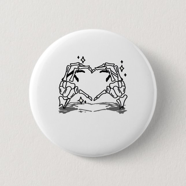 Badge Rond 5 Cm Skeleton Coeur main drôle Design (Devant)