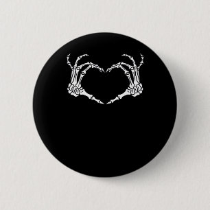 Badge Rond 5 Cm Skeleton Coeur main Halloween Design