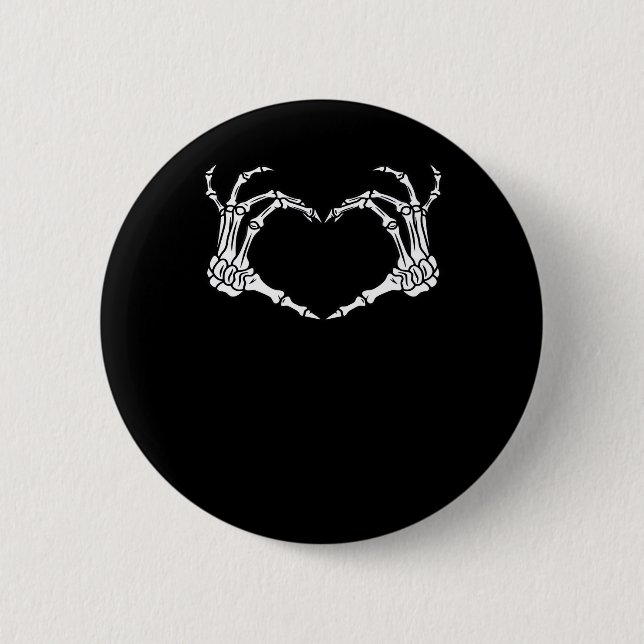 Badge Rond 5 Cm Skeleton Coeur main Halloween Design (Devant)