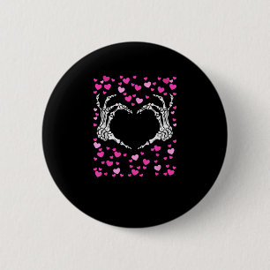 Badge Rond 5 Cm Skeleton Coeur main Valentines Jour Funny Viral