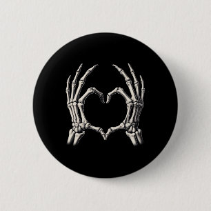 Badge Rond 5 Cm Skeleton Coeur main Xray Retro Funny Halloween Cos