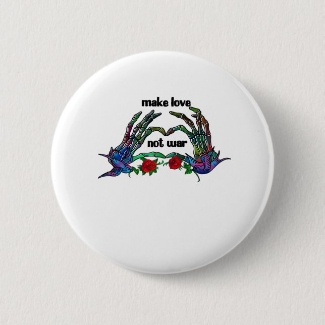 Badge Rond 5 Cm Skeleton conception de coeur main (Devant)