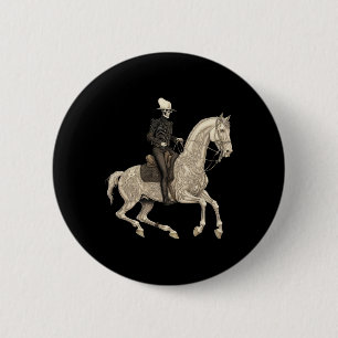 Badge Rond 5 Cm Skeleton équitation Cheval Cowboy Horse Lover Hall