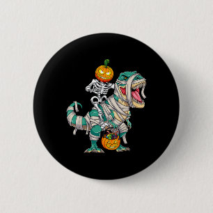 Badge Rond 5 Cm Skeleton équitation maman Dinosaur T rex Halloween