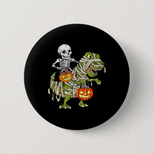 Badge Rond 5 Cm Skeleton équitation maman Dinosaur T rex Halloween