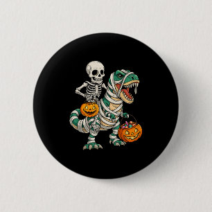 Badge Rond 5 Cm Skeleton équitation maman Dinosaure T Rex Enfants
