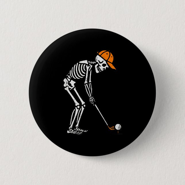 Badge Rond 5 Cm Skeleton Golf Halloween Golfer Costume Dad Mens Bo (Devant)