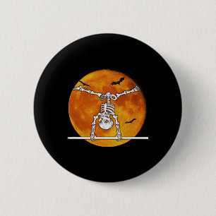 Badge Rond 5 Cm Skeleton Gymnastique Halloween barre horizontale
