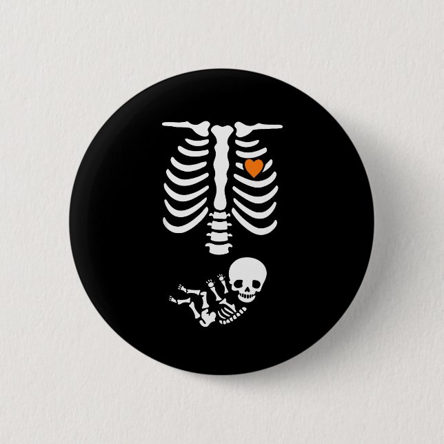 Badge Rond 5 Cm Skeleton Halloween Maternity Funny Pregnancy 2025  (Devant)