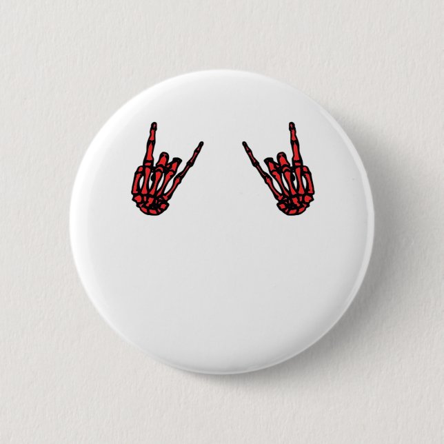 Badge Rond 5 Cm Skeleton Hand Heart Roll & Red Classic (Devant)