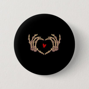 Badge Rond 5 Cm Skeleton Hand Love Heart Halloween Jour Mer Éffray