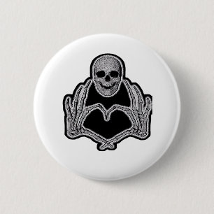 Badge Rond 5 Cm Skeleton Heart Hands Classic