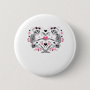 Badge Rond 5 Cm Skeleton Heart Mains Classique Viral