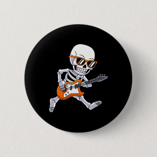 Badge Rond 5 Cm Skeleton Jouer Guitare Rock Et Roll Boys Enfants