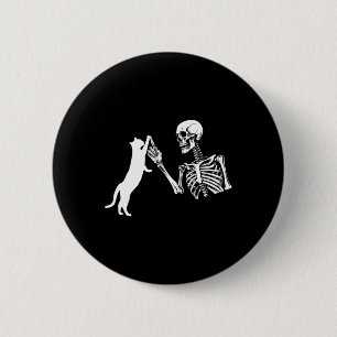 Badge Rond 5 Cm Skeleton Main Jouer Chat Drôle Costume Halloween