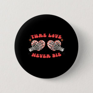 Badge Rond 5 Cm Skeleton Mains Coeur Design Classique