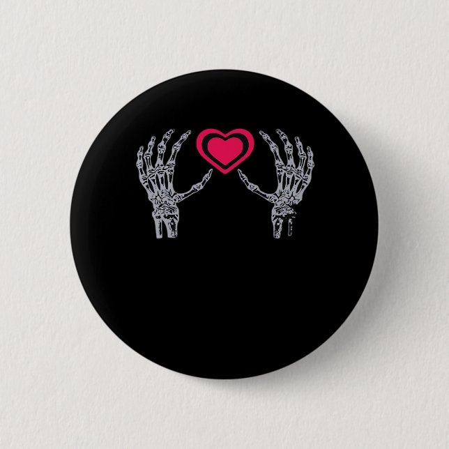 Badge Rond 5 Cm Skeleton Mains Coeur mignon (Devant)