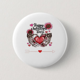 Badge Rond 5 Cm Skeleton Mains Valentines Classic de la journée