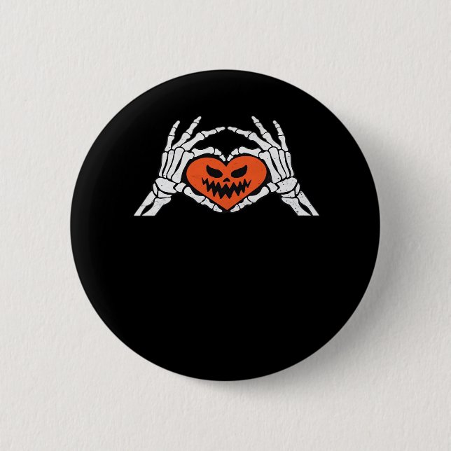 Badge Rond 5 Cm Skeleton Met Un Coeur Halloween Éffrayant Classiqu (Devant)