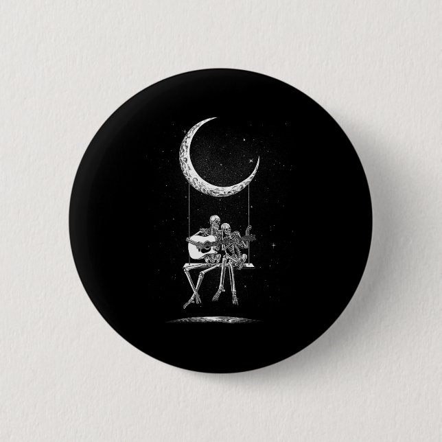 Badge Rond 5 Cm Skeleton Moon Band Tee - shirts - Rock And Roll Co (Devant)
