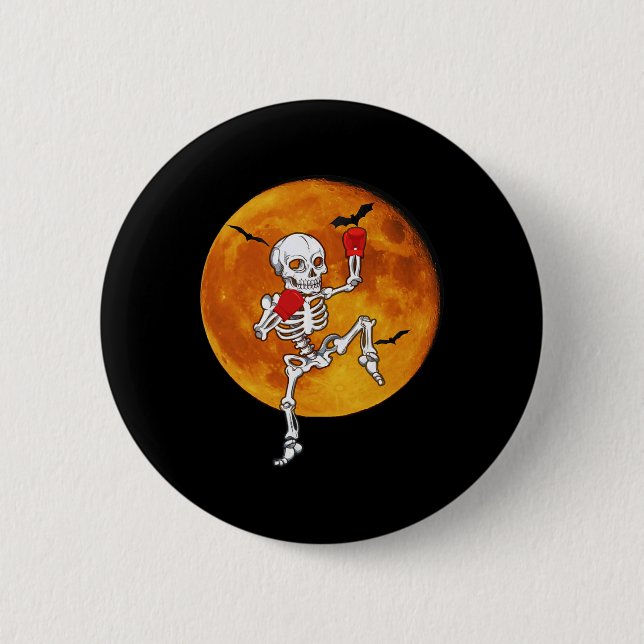 Badge Rond 5 Cm Skeleton Muay Thai Halloween Kickboxing Mma  (Devant)