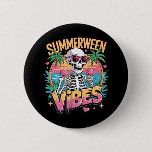 Badge Rond 5 Cm Skeleton Summerween Vibes IceCream