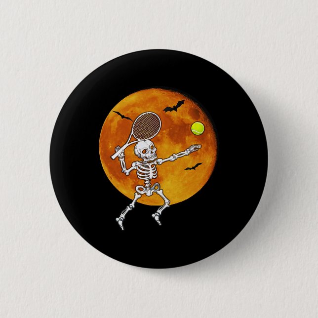Badge Rond 5 Cm Skeleton Tennis Halloween Racket Ll (Devant)