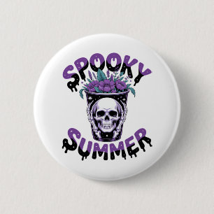 Badge Rond 5 Cm Skeletonsummerween été éffrayant