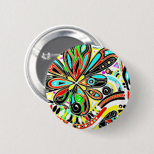 Badge Rond 5 Cm Sketching Fantasy Art - Abstract Flowers 3