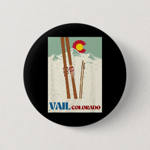 Badge Rond 5 Cm Ski à Vail Colorado Montagnes Rocheuses Vacances d