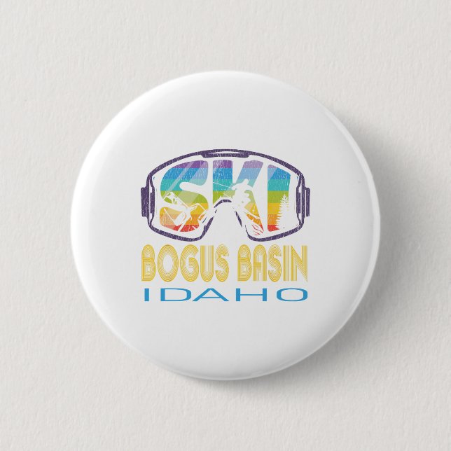 Badge Rond 5 Cm Ski Bogus Sin Idaho Vacances Ski (Devant)