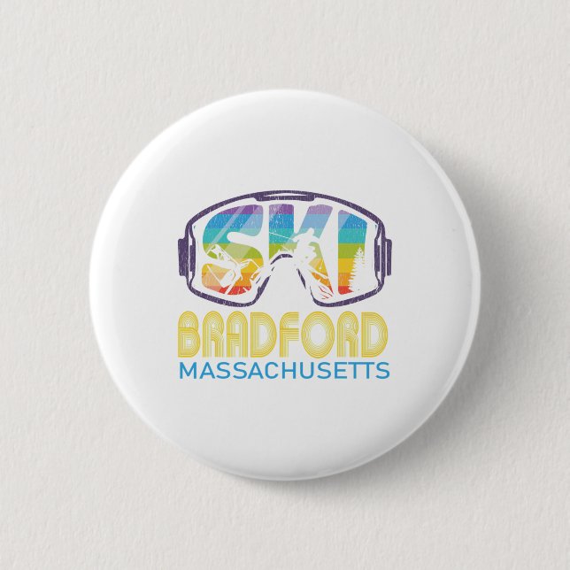 Badge Rond 5 Cm Ski Bradford Machusetts Vacances ski (Devant)