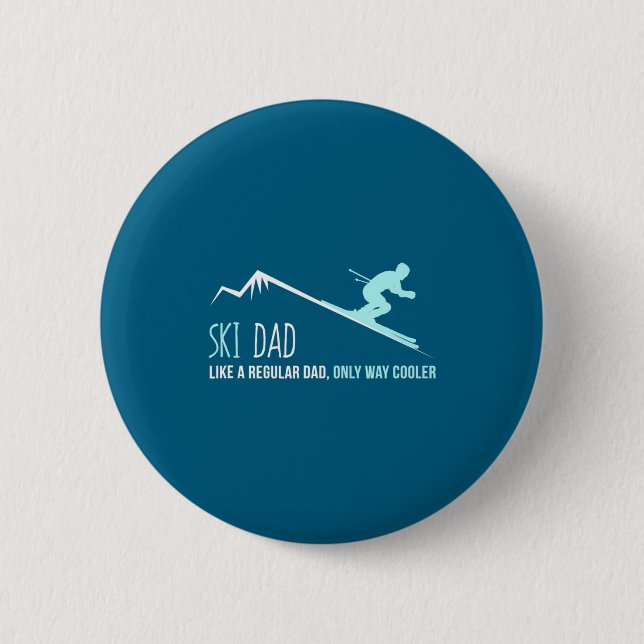 Badge Rond 5 Cm Ski Dad Funny Cute Winter Skiing Gift  (Devant)