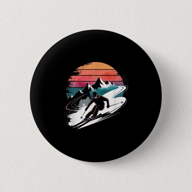 Badge Rond 5 Cm Ski de fond (Devant)