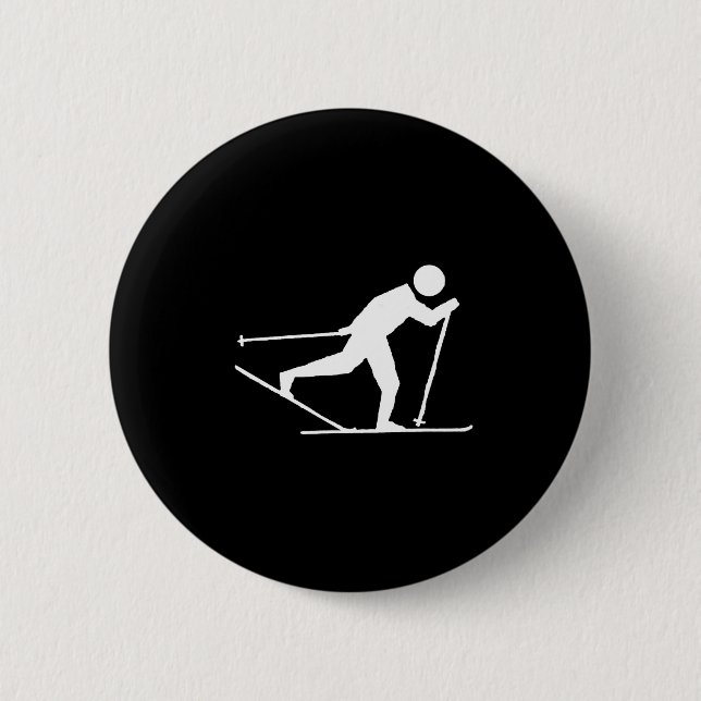 Badge Rond 5 Cm Ski de fond à patins internationaux, ski de fond (Devant)