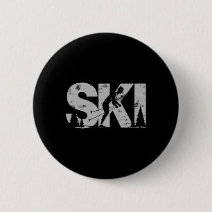 Badge Rond 5 Cm Ski de fond Cool Ski de ski nordique Cadeau Wo