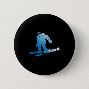 Badge Rond 5 Cm Ski de fond Sasquatch Ski Cryptide Cryptozoologie