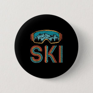 Badge Rond 5 Cm Ski de fond Vintage 80s 90s Snowboard skieurs M