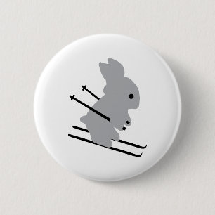 Badge Rond 5 Cm ski de glisse en bunny