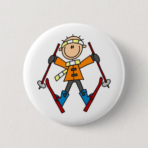 Badge Rond 5 Cm Ski de neige d'hiver