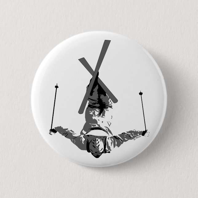 Badge Rond 5 Cm Ski de style libre (Devant)