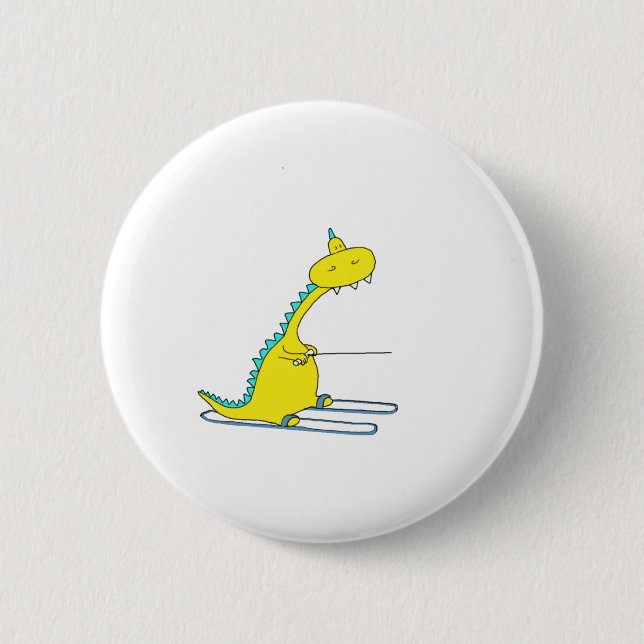 Badge Rond 5 Cm ski Dino (Devant)