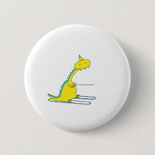 Badge Rond 5 Cm ski Dino