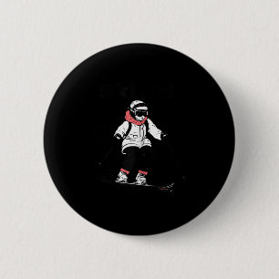 Badge Rond 5 Cm Ski Femmes Style Japonais Vacances d'Hiver Ski Ski