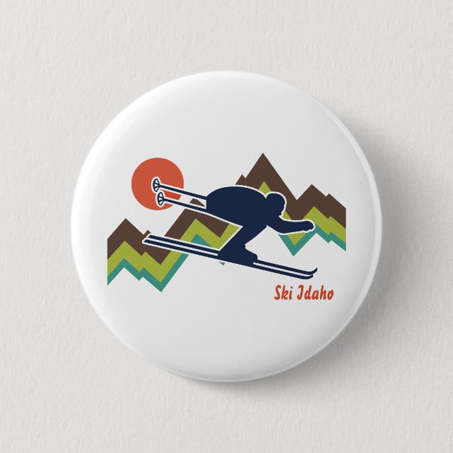 Badge Rond 5 Cm Ski Idaho (Devant)